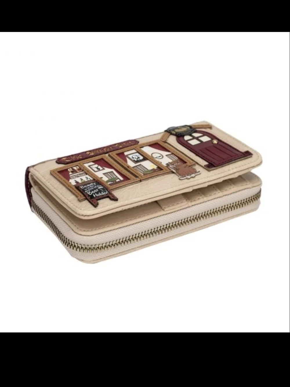 Vendula The Swan Inn Pub Medium Ziparound Wallet - Cream & Burgundy - Picture 3 of 5